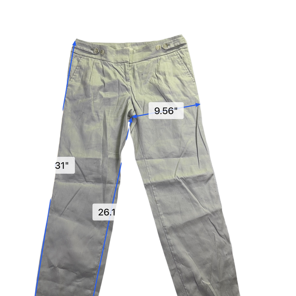 LOFT Women’s Gray Linen Blend Classic Straight Leg Pants with Button Detail Size 4