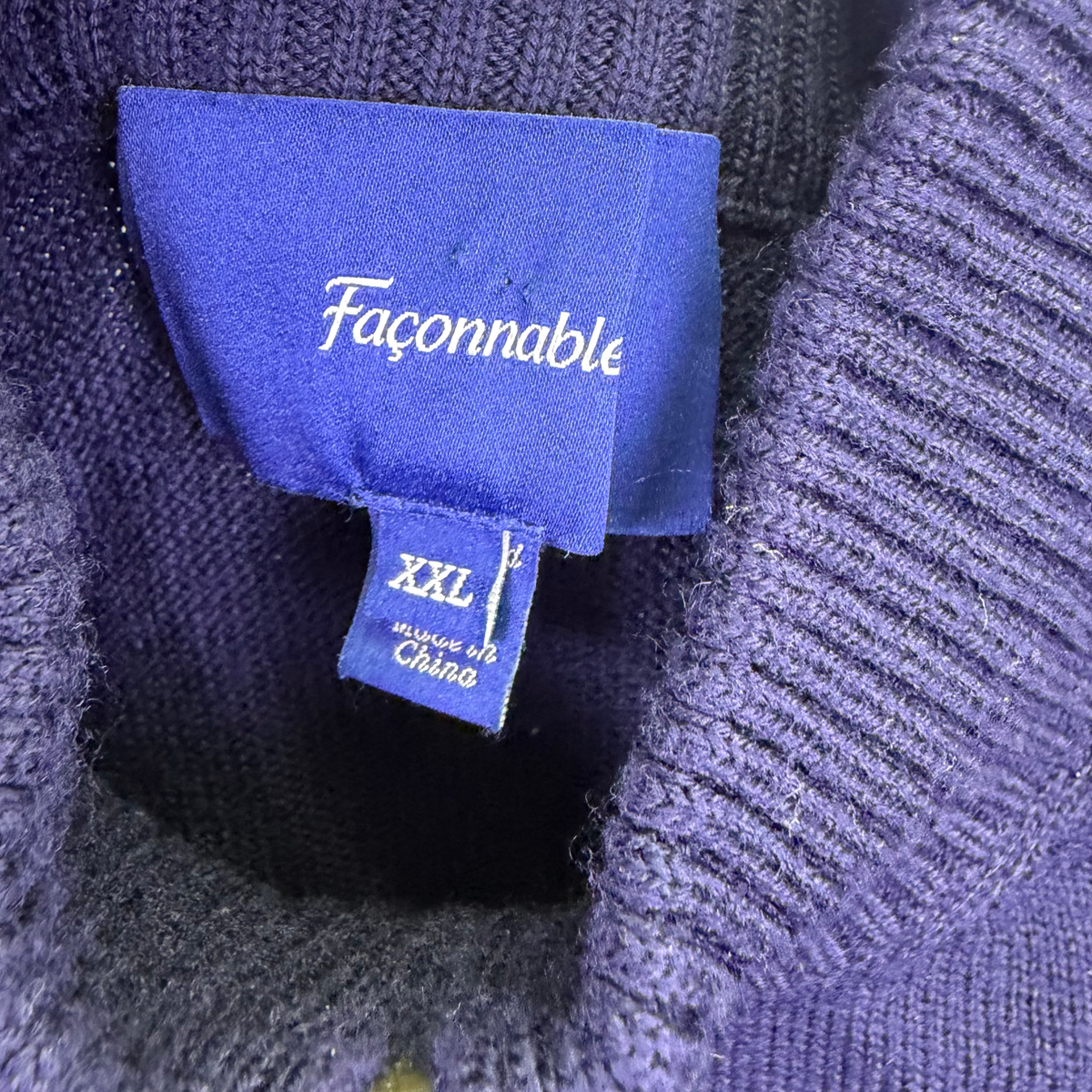 Façonnable Men’s Navy Wool Classic Long Sleeve Half-Zip Sweater Size XXL