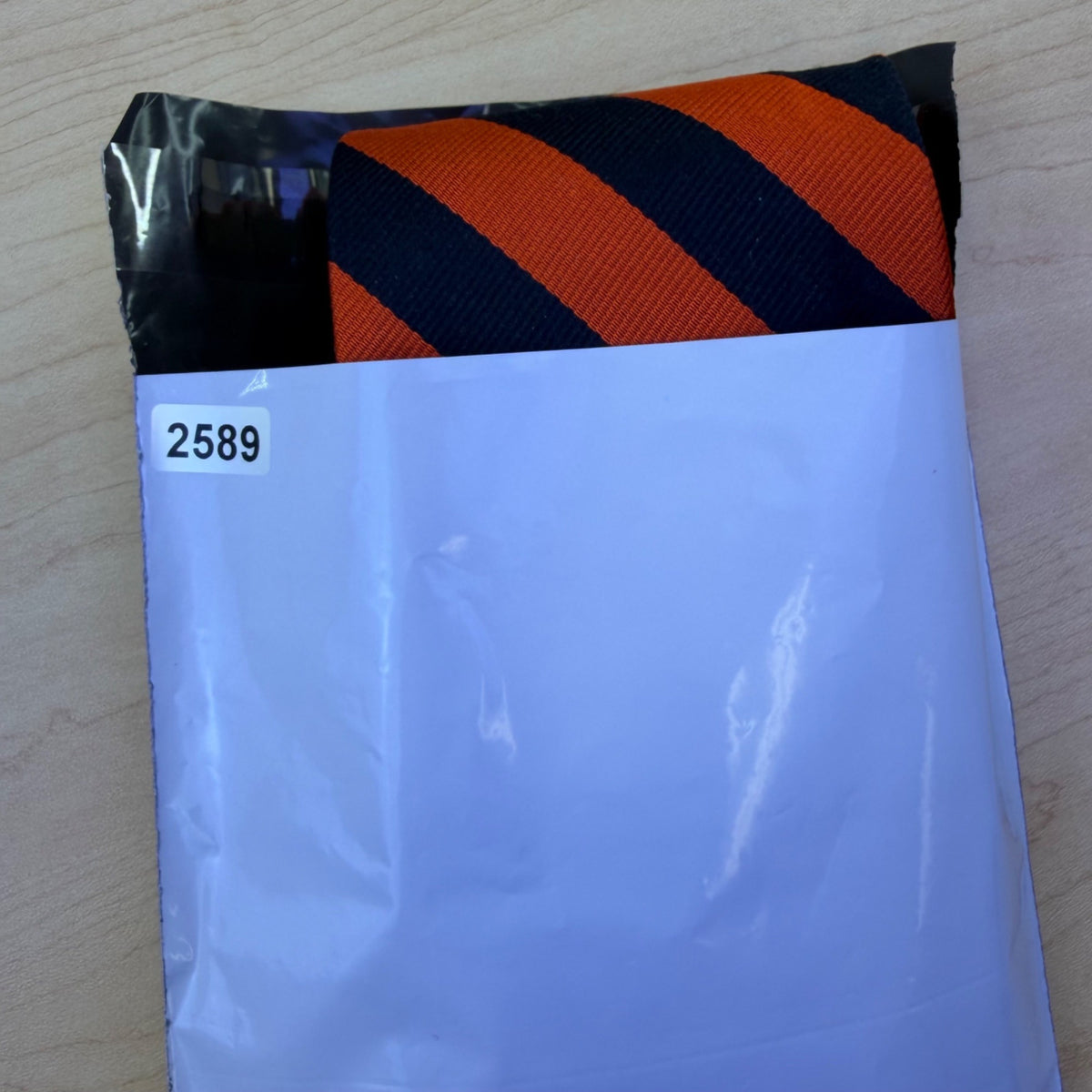 Woodberry Forest School Men’s Orange and Black Striped Silk Necktie