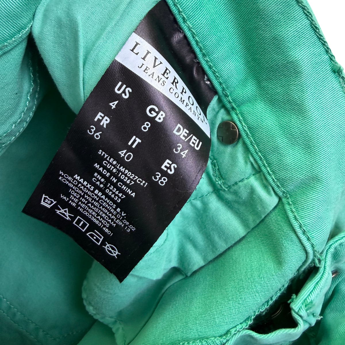 Liverpool Women’s Green Cotton Classic Denim Shorts with Pockets Size 4