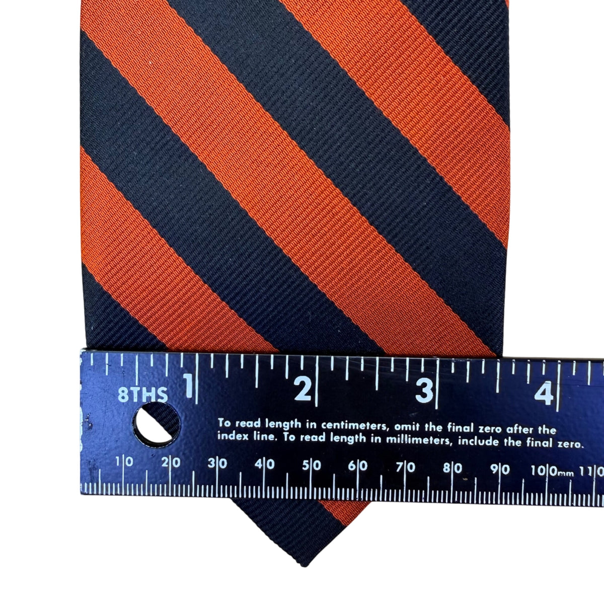 Woodberry Forest School Men’s Orange and Black Striped Silk Necktie