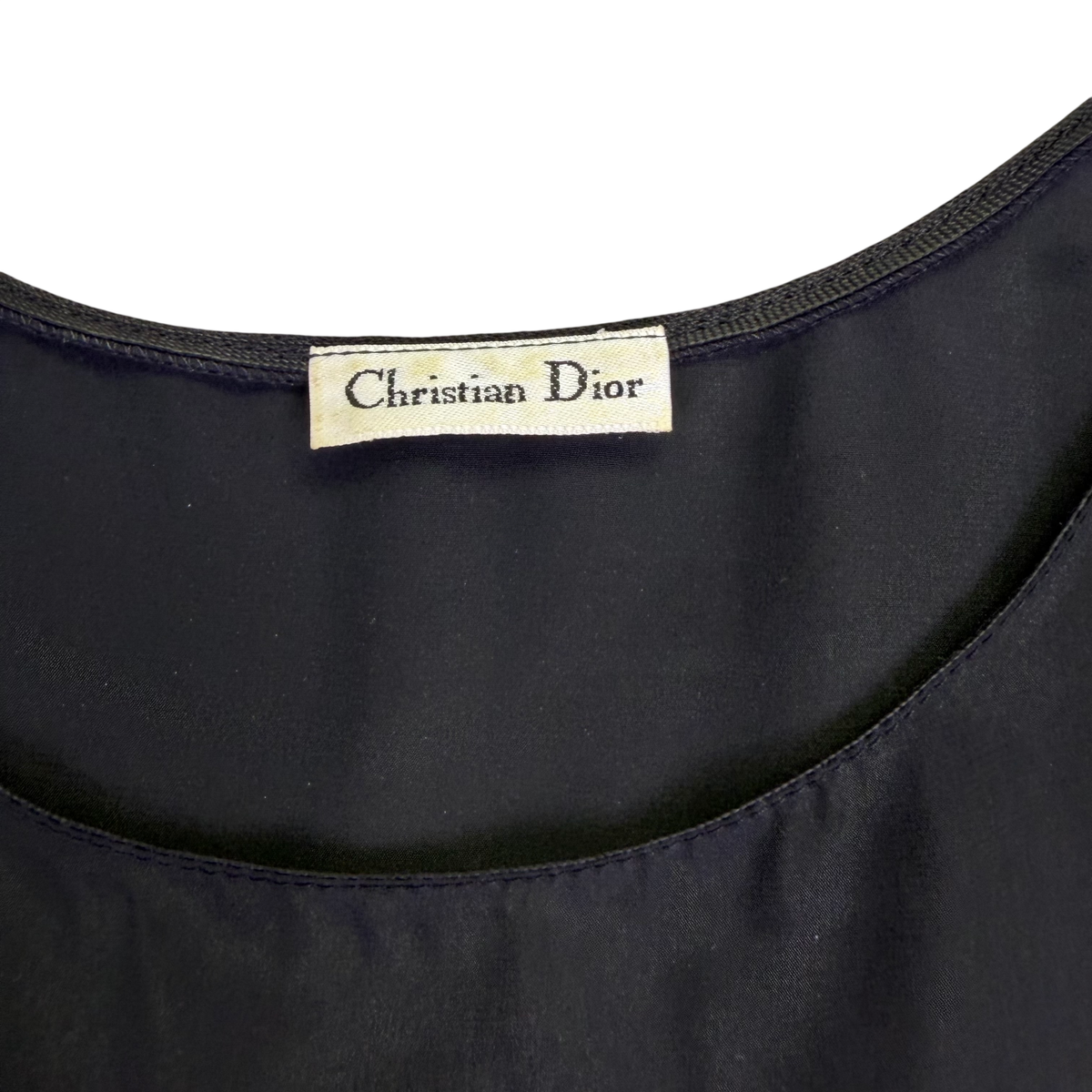 Christian Dior Women’s Black Polyester Sleeveless Embroidered Logo Tank Top Size S