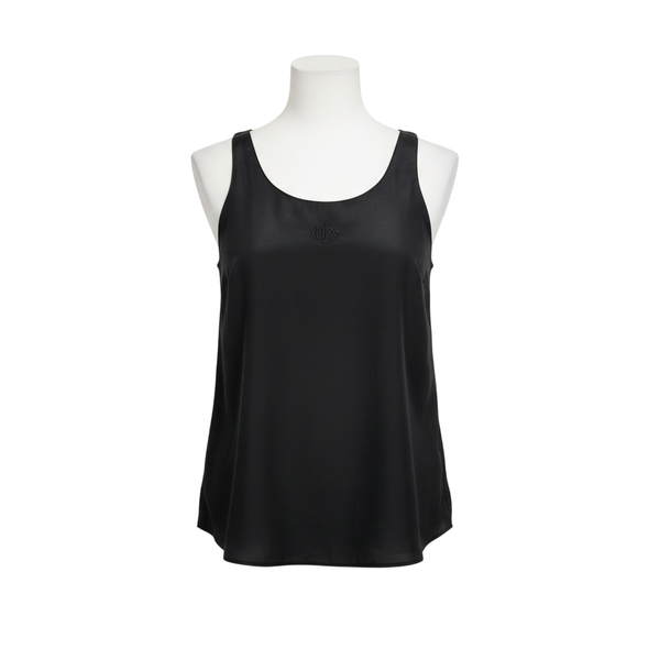 Christian Dior Women’s Black Polyester Sleeveless Embroidered Logo Tank Top Size S