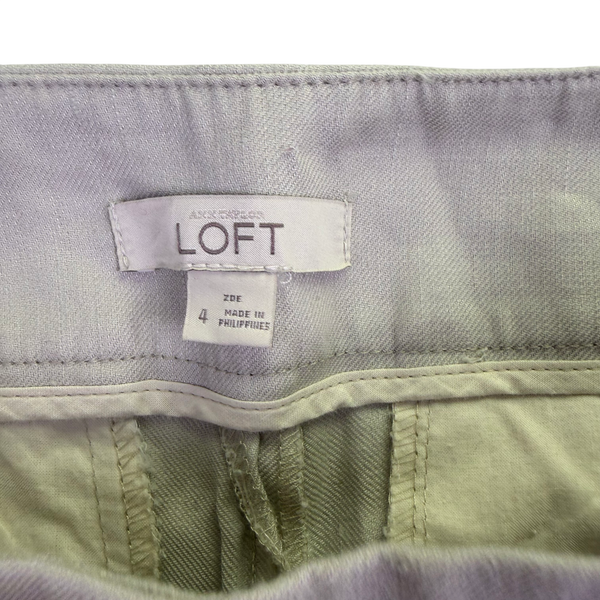 LOFT Women’s Gray Linen Blend Classic Straight Leg Pants with Button Detail Size 4