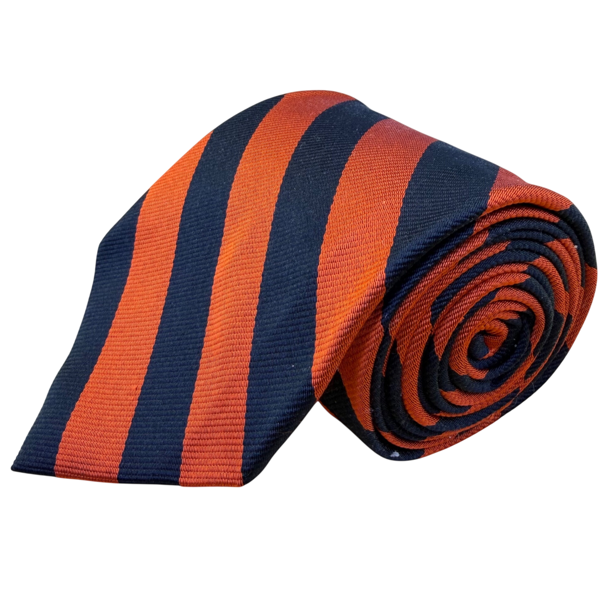 Woodberry Forest School Men’s Orange and Black Striped Silk Necktie