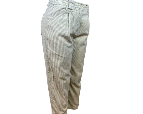 Top Shop Women's Beige High-Waist Corduroy Cropped & Tapered Pants Sz 6