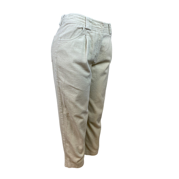 Top Shop Women's Beige High-Waist Corduroy Cropped & Tapered Pants Sz 6