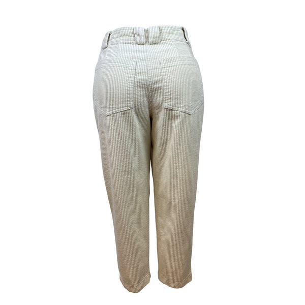Top Shop Women's Beige High-Waist Corduroy Cropped & Tapered Pants Sz 6