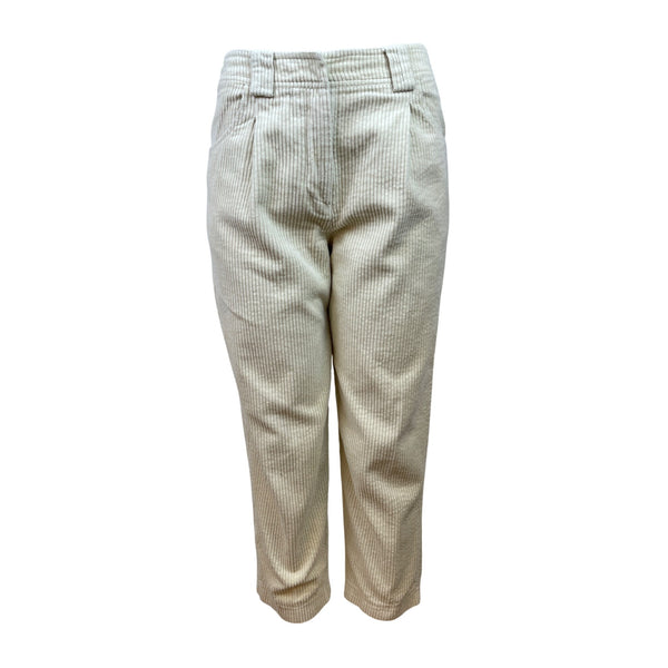 Top Shop Women's Beige High-Waist Corduroy Cropped & Tapered Pants Sz 6