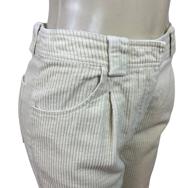 Top Shop Women's Beige High-Waist Corduroy Cropped & Tapered Pants Sz 6