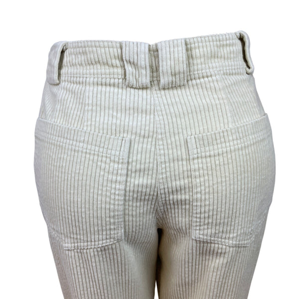 Top Shop Women's Beige High-Waist Corduroy Cropped & Tapered Pants Sz 6