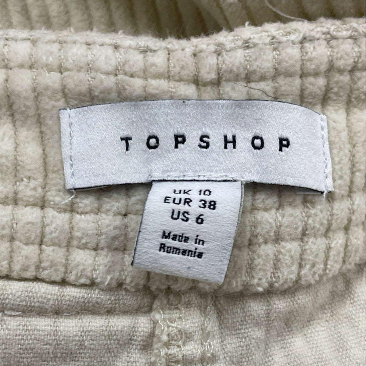 Top Shop Women's Beige High-Waist Corduroy Cropped & Tapered Pants Sz 6