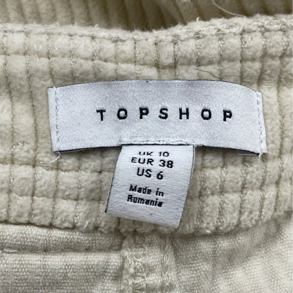 Top Shop Women's Beige High-Waist Corduroy Cropped & Tapered Pants Sz 6
