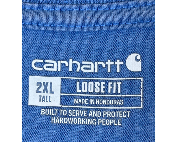 Carhartt Mens Blue Cotton Loose Fit T-Shirt With Pocket Tall Size 2XL