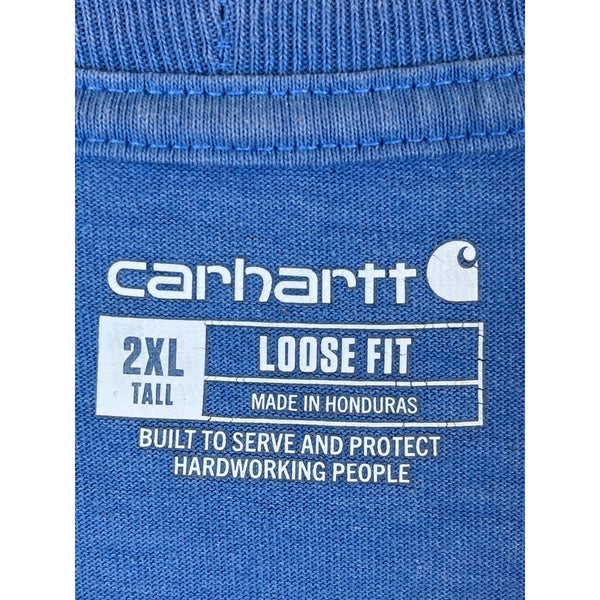 Carhartt Mens Blue Cotton Loose Fit T-Shirt With Pocket Tall Size 2XL