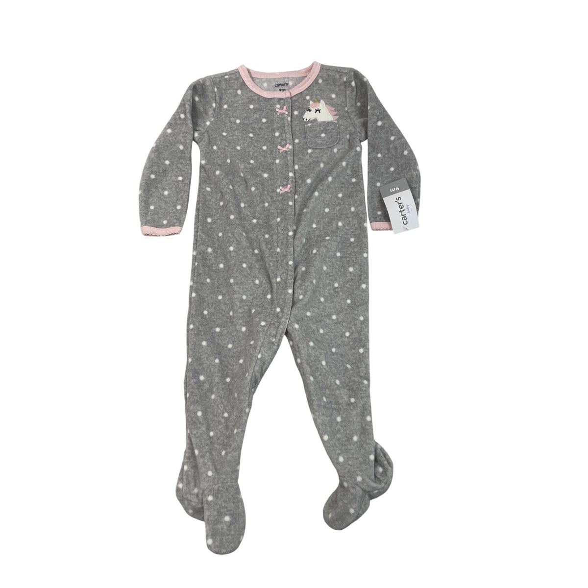 Carters Baby Girls Unicorn Footed Sleep & Play Pajamas Gray & Pink Size 9M - New