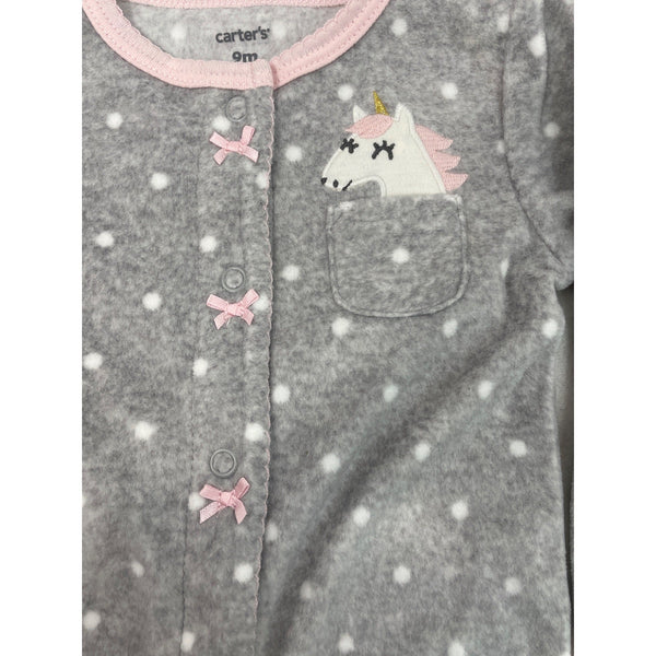 Carters Baby Girls Unicorn Footed Sleep & Play Pajamas Gray & Pink Size 9M - New