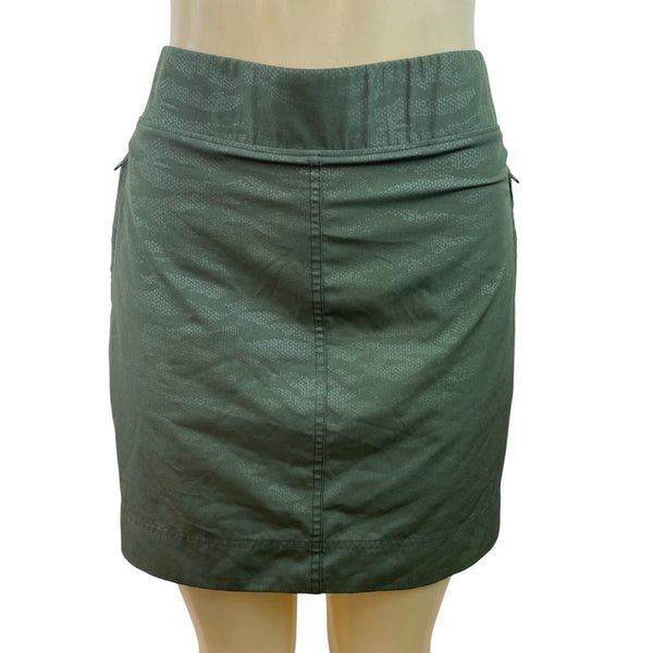 Orvis Women's Olive Green Tube Skirt With Built-In Shorts & Zipped Pockets Sz L