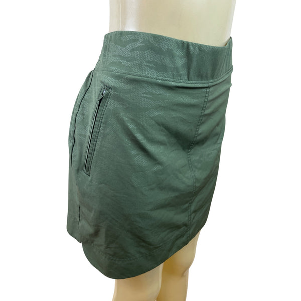 Orvis Women's Olive Green Tube Skirt With Built-In Shorts & Zipped Pockets Sz L