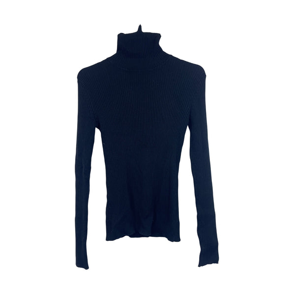 Chicos Womens Black Ribbed Turtleneck Sweater Long Sleeve Fitted Knit Size D