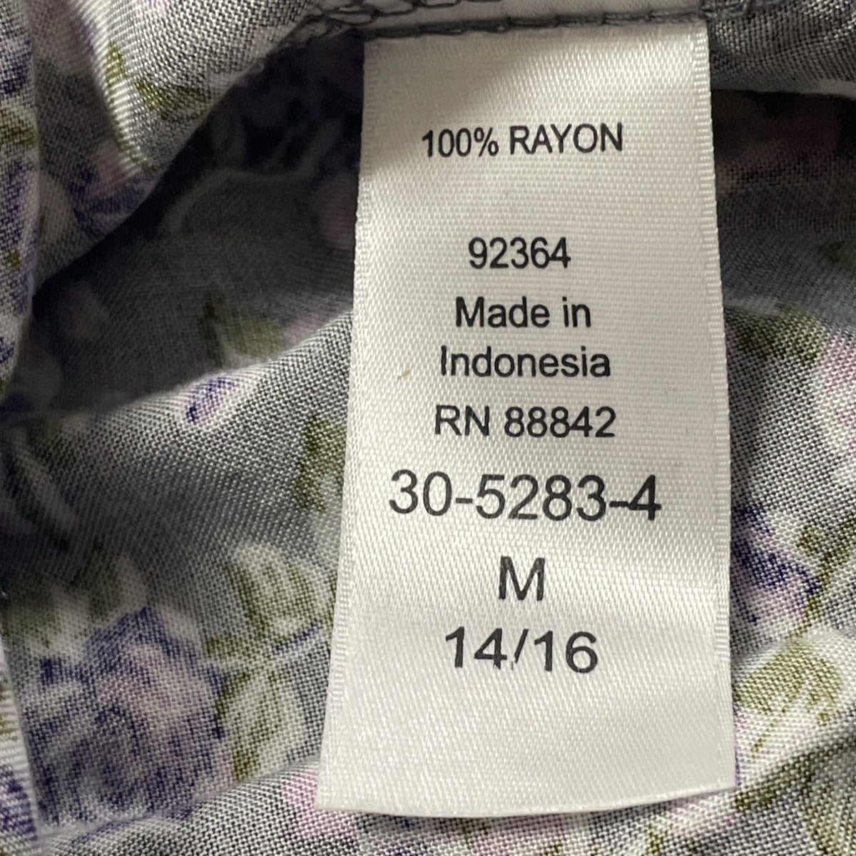 Woman Within Womens Purple Floral Tunic Button Front Long Sleeve Rayon Size M