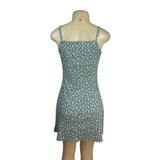 See You Monday Green Floral Print Spaghetti Strap Mini Dress Womens Size L