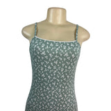 See You Monday Green Floral Print Spaghetti Strap Mini Dress Womens Size L