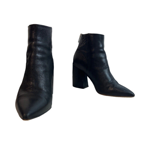 Vince Camuto Women's Black Leather Wedge Heeled Booties Sz 7M