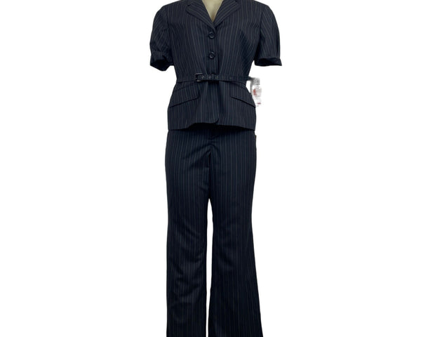 Anne Klein Women's Black Striped Blazer and Pants Set 10p - NWT
