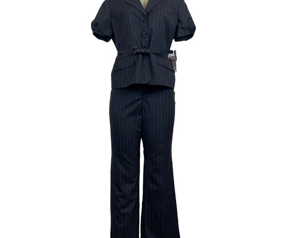 Anne Klein Women's Black Striped Blazer and Pants Set 10p - NWT