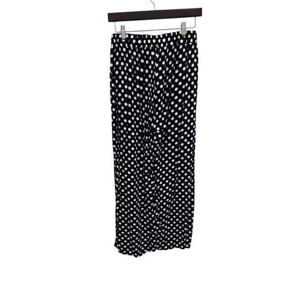 Black & White Polka Dot Wide-Leg Pants S/M