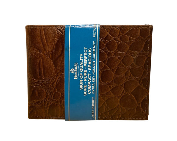 Marshal Mens Brown Croc-Embossed Leather By With Card Pockets Bi-Fold Wallet