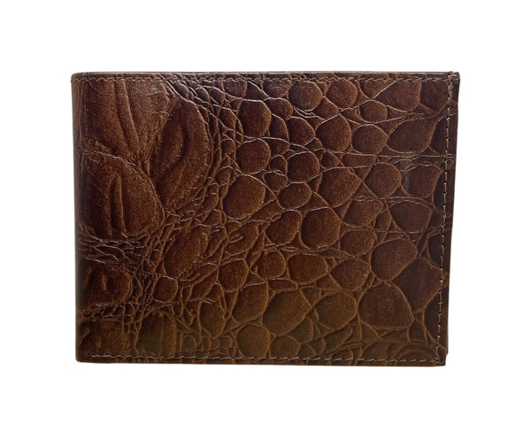 Marshal Mens Brown Croc-Embossed Leather By With Card Pockets Bi-Fold Wallet