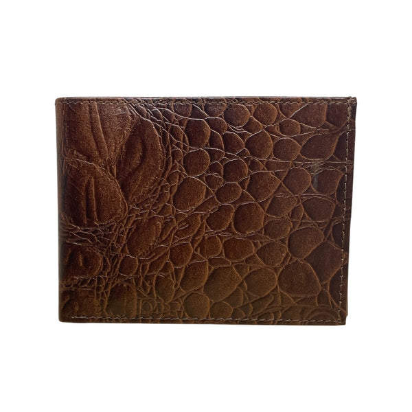 Marshal Mens Brown Croc-Embossed Leather By With Card Pockets Bi-Fold Wallet