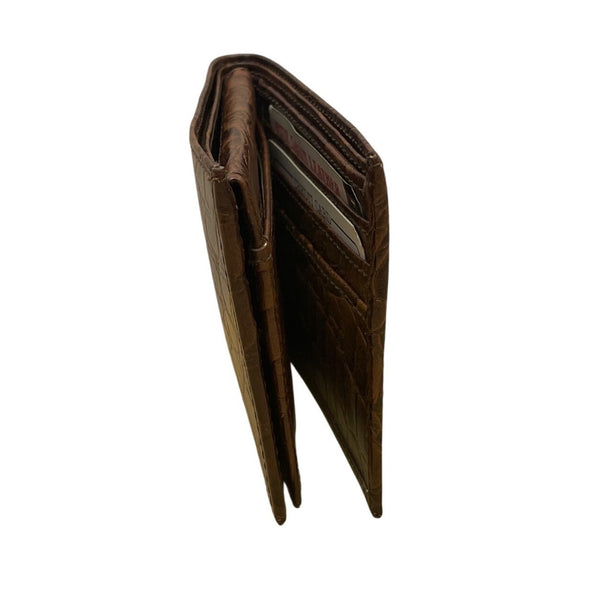 Marshal Mens Brown Croc-Embossed Leather By With Card Pockets Bi-Fold Wallet