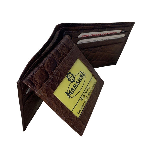 Marshal Mens Brown Croc-Embossed Leather By With Card Pockets Bi-Fold Wallet