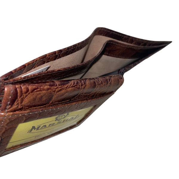 Marshal Mens Brown Croc-Embossed Leather By With Card Pockets Bi-Fold Wallet