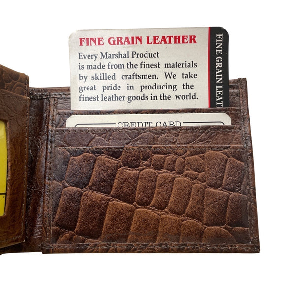 Marshal Mens Brown Croc-Embossed Leather By With Card Pockets Bi-Fold Wallet
