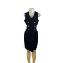 White House Black Market Women's Black Sleeveless Gold Button Dress Sz 10p - New