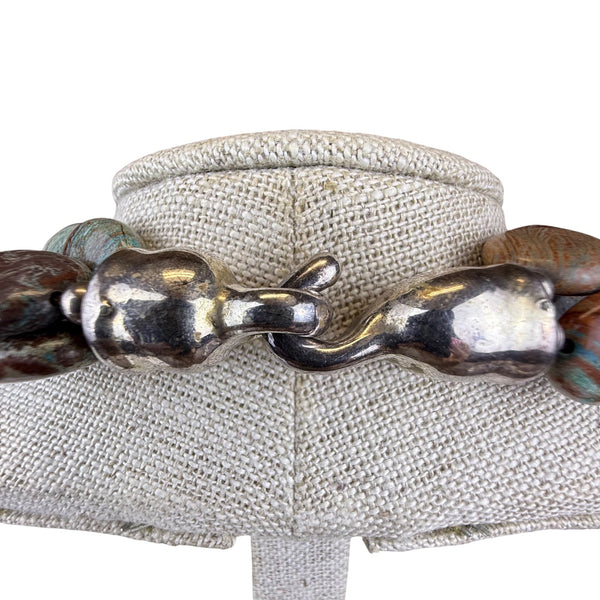 Elegant Vintage Multi-Strand Beaded Necklace With Silver Tone Clasp Statement Piece