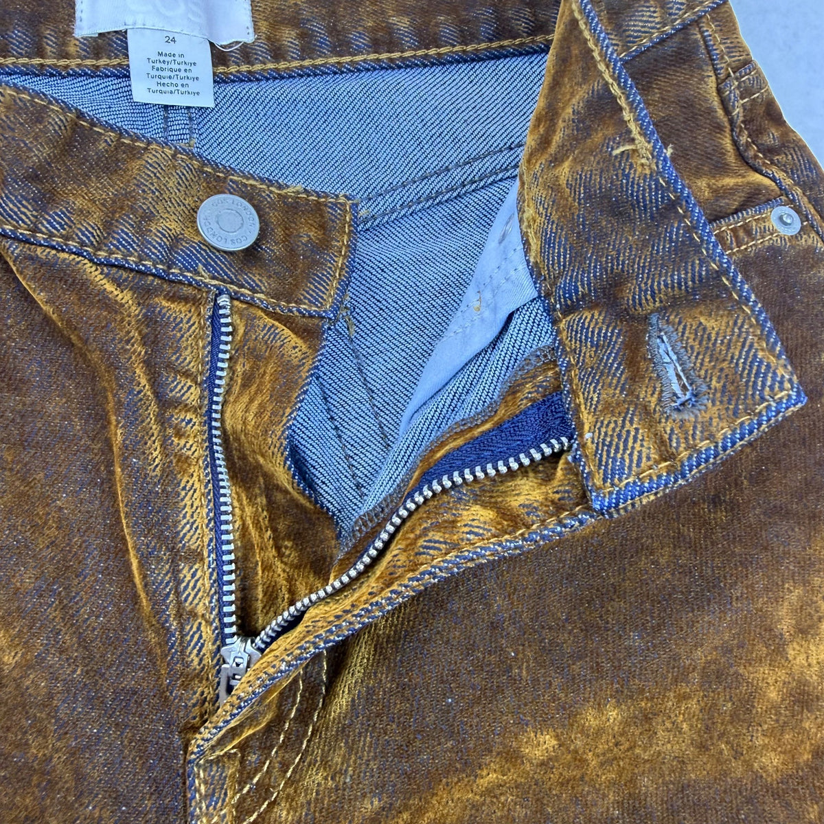 Cos Women’s Vintage Brown Jeans Flare Leg Distressed Style Five Pockets Size 24