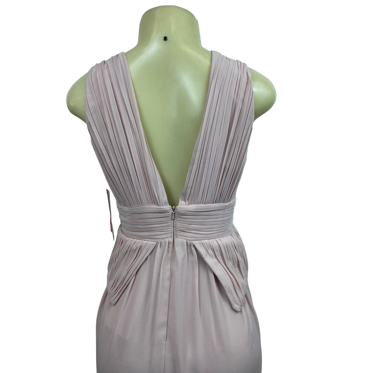 Pink Sleeveless Floor-Length Gown With Beaded Shoulder Details & Pleated Waist