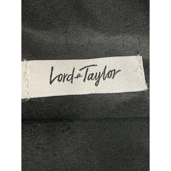 Lord & Taylor Womens Black & Grey Faux Leather & Suede Foldover Clutch Bag With Tassel
