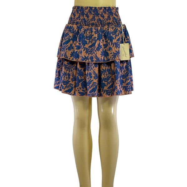 NWT Universal Thread Boho Cotton Color Pink with Blue flowers Size Small Women's Skirt
