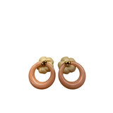 Vintage Pink Hoop Earrings With Cream Floral Design