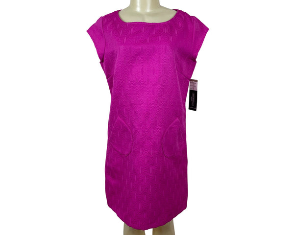 Karin Stevens Petites Womens Pink Textured Shift Dress W/ Pockets Sz 12P-New