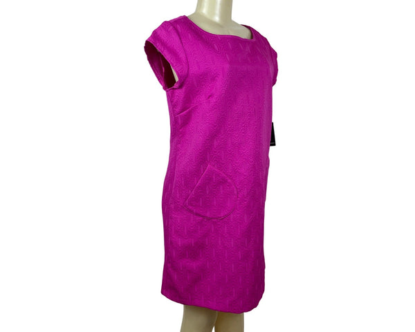 Karin Stevens Petites Womens Pink Textured Shift Dress W/ Pockets Sz 12P-New