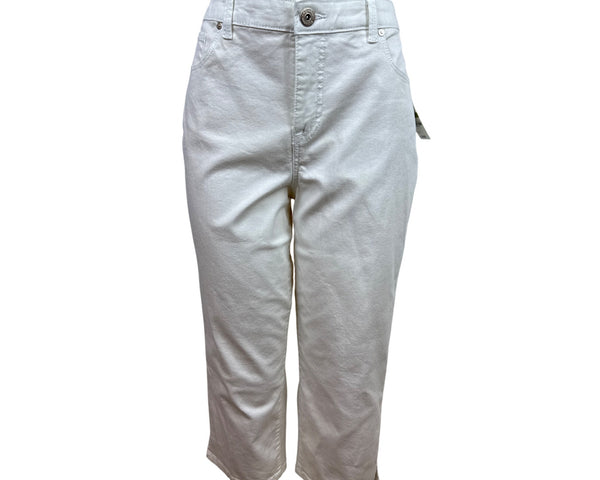 Style & Co Womens White Cropped Pants With Embellished Pockets Sz 14 - New