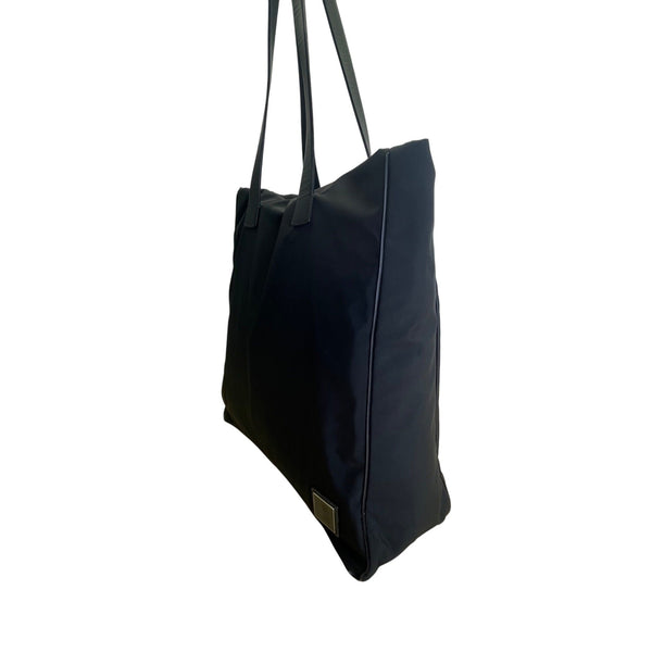 Bally Women’s Black Nylon With Leather Handles Tote Bag Size L