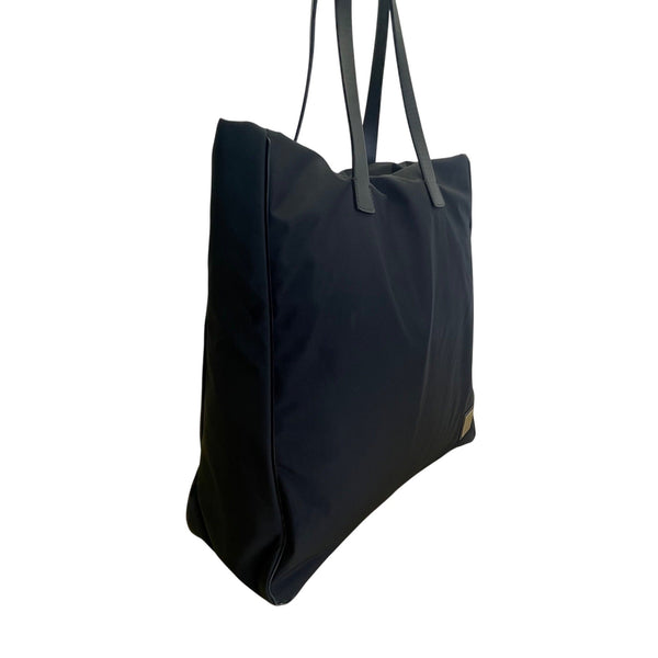 Bally Women’s Black Nylon With Leather Handles Tote Bag Size L
